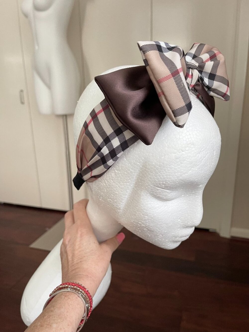 NEW Plaid Double Layer Bow Knot  Hairband - Picture 6 of 6